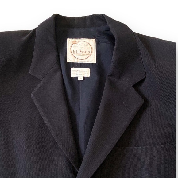 Vintage Et‎ Vous (Paris) Navy Blue Wool Jacket, Size Unisex S, From 90s - Picture 11 of 15